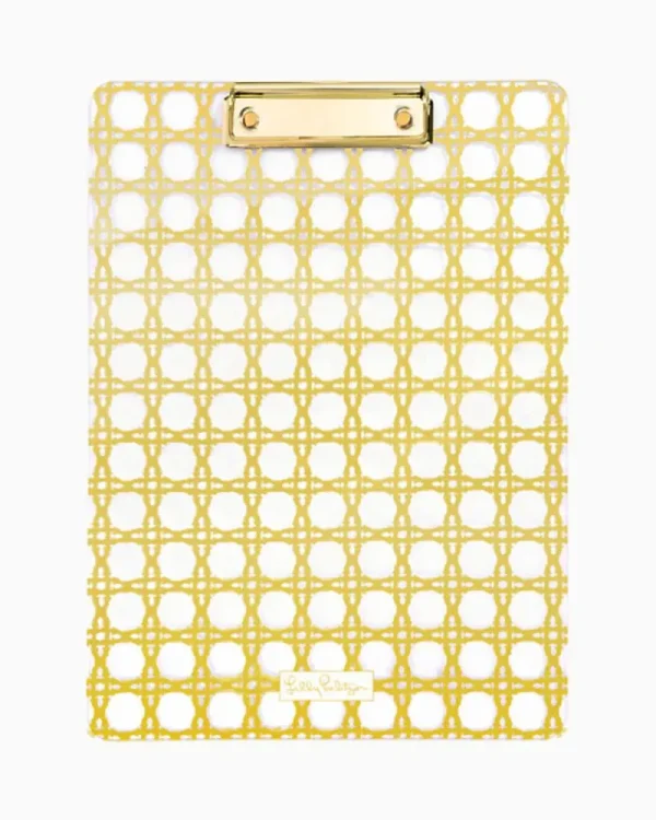 Office Supplies & Stationery^Lilly Pulitzer Acrylic Clipboard Gold Metallic Caning