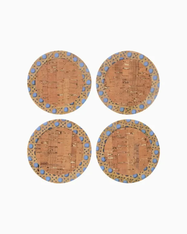 Tabletop^Lilly Pulitzer Acrylic Coaster Set Frenchie Blue Caning