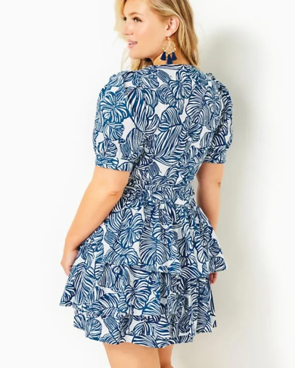 Dresses^Lilly Pulitzer Alexandria Elbow Sleeve Cotton Wrap Dress Aegean Navy Beach Path