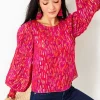 Tops^Lilly Pulitzer Alfreda Long Sleeve Top Amaryllis Red Secret Hideaway