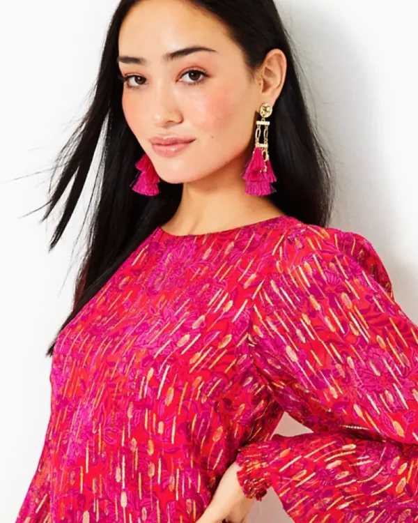 Tops^Lilly Pulitzer Alfreda Long Sleeve Top Amaryllis Red Secret Hideaway