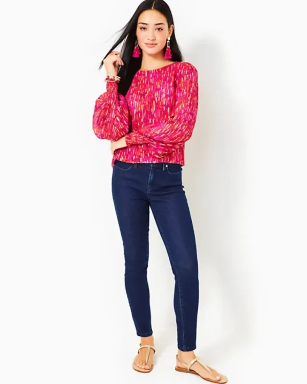 Tops^Lilly Pulitzer Alfreda Long Sleeve Top Amaryllis Red Secret Hideaway
