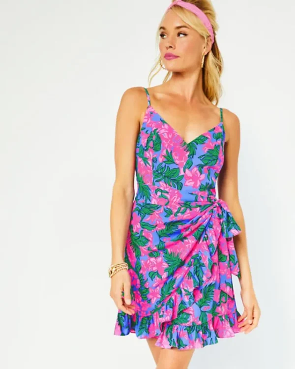 Dresses^Lilly Pulitzer Alisa Wrap Dress Cerise Pink Safari Sunset