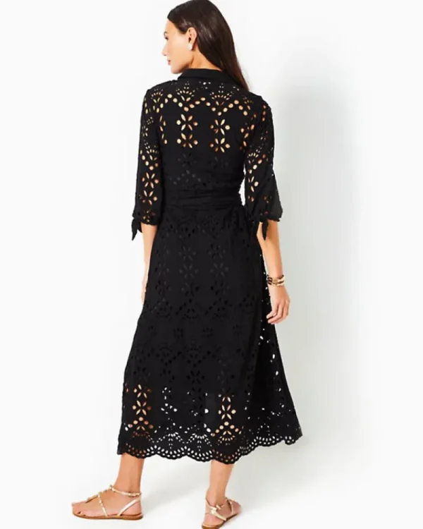 Dresses^Lilly Pulitzer Amrita Eyelet Midi Dress Onyx Soiree Eyelet