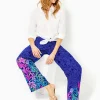 Bottoms^Lilly Pulitzer 32" Bal Harbour Palazzo Pant Aegean Navy Calypso Coast Engineered Pant