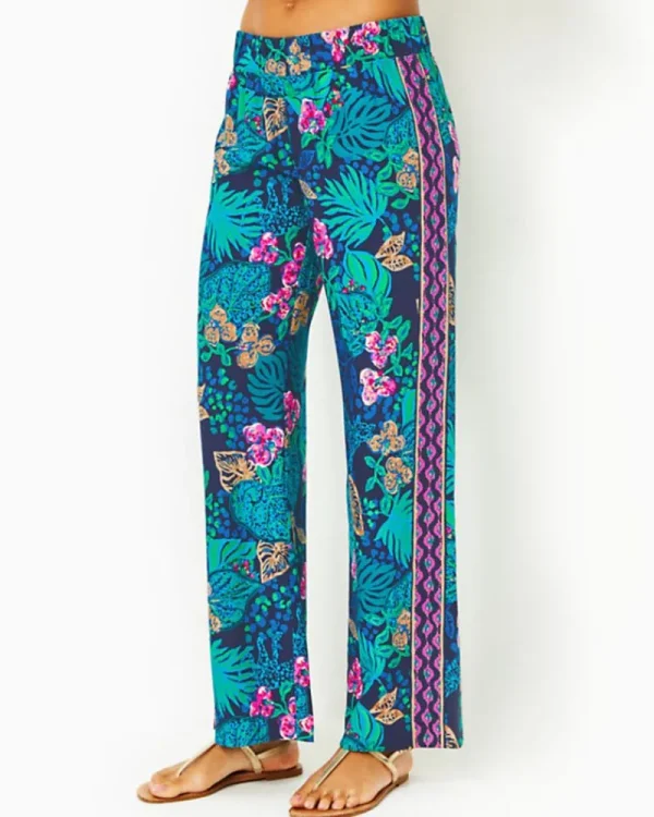 Bottoms^Lilly Pulitzer 32" Bal Harbour Palazzo Pant Low Tide Navy Life Of The Party Engineered Pant