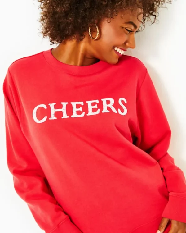 Loungewear^Lilly Pulitzer Ballad Cotton Sweatshirt Amaryllis Red Cheers Graphic