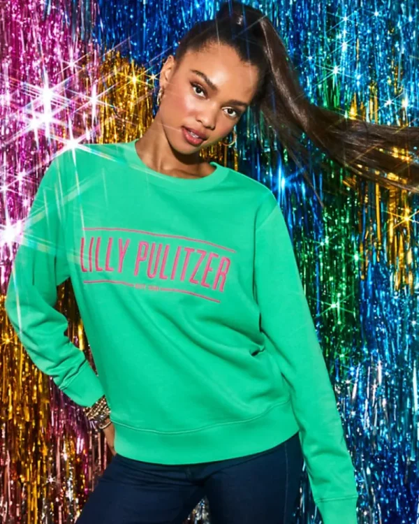 Loungewear^Lilly Pulitzer Ballad Cotton Sweatshirt Spearmint Lilly Pulitzer Embroidered Sweatshirt