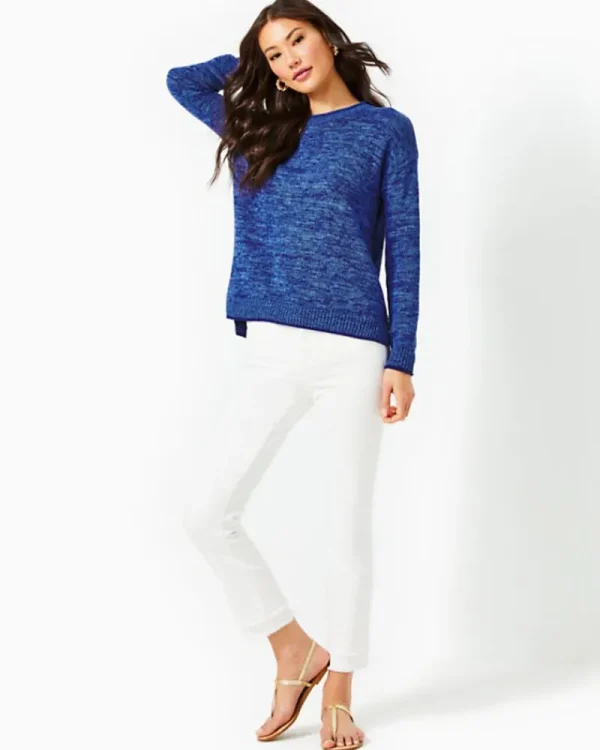 Sweaters & Cardigans^Lilly Pulitzer Bayport Cotton Crew Sweater Aegean Navy Blue Marl