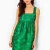 Dresses^Lilly Pulitzer Bellami Embellished Floral Jacquard Dress Kelly Green Leaf An Impression Jacquard
