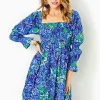 Dresses^Lilly Pulitzer Beyonca Babydoll Cotton Dress Abaco Blue In Turtle Awe