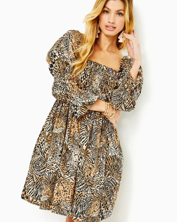 Dresses^Lilly Pulitzer Beyonca Babydoll Cotton Dress Rattan Walk On The Wild Side