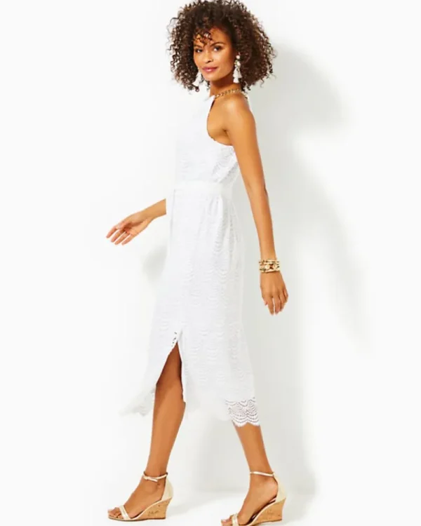 Dresses^Lilly Pulitzer Bingham Lace Midi Dress Resort White Scalloped Shell Lace