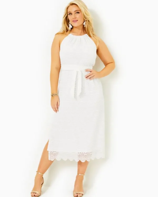 Dresses^Lilly Pulitzer Bingham Lace Midi Dress Resort White Scalloped Shell Lace