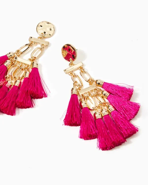 Jewelry^Lilly Pulitzer Boho Safari Chandelier Earrings Pink Palms