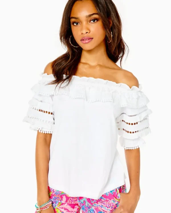 Tops^Lilly Pulitzer Brentwood Off-The-Shoulder Top Resort White