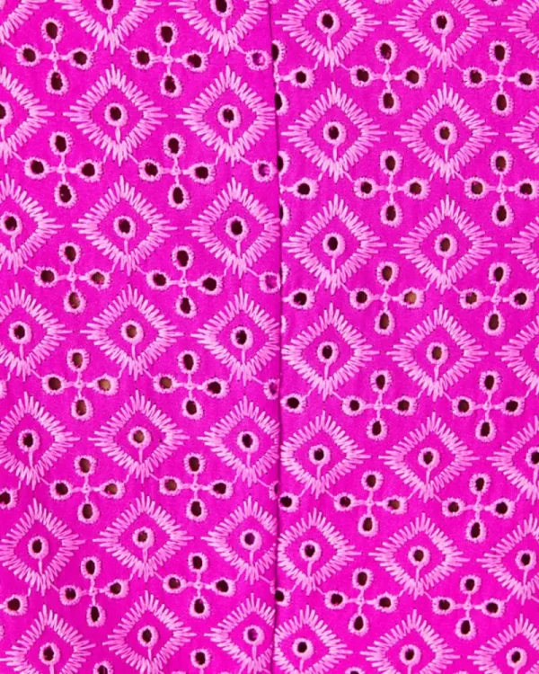 Tops^Lilly Pulitzer Calynn Eyelet Button Down Top Wild Fuchsia Ditsy Diamond Poly Eyelet