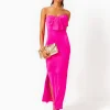 Dresses^Lilly Pulitzer Carlynn Satin Maxi Bow Dress Pink Palms