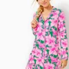 Pajamas^Lilly Pulitzer Chilton Pajama Nightshirt Kelly Green Hibis Kiss