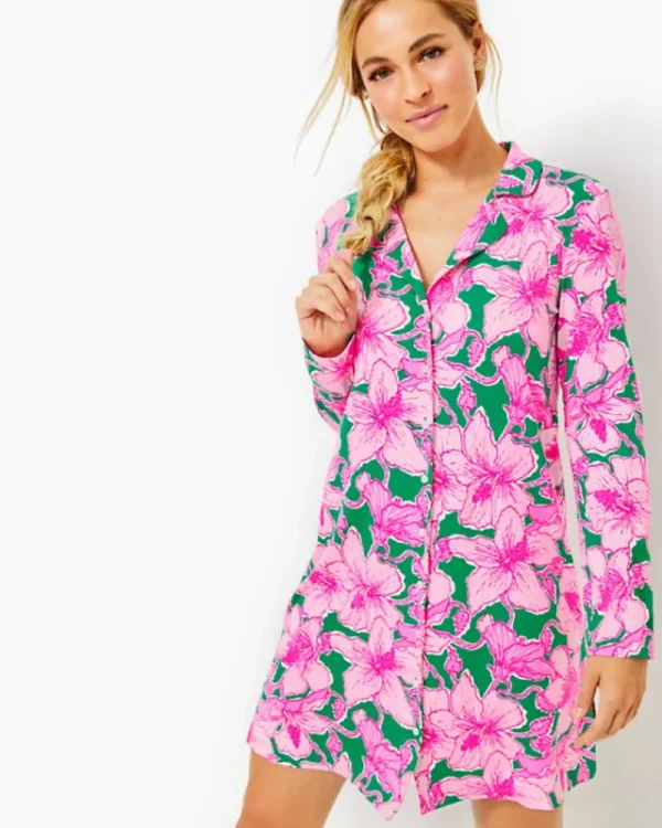 Pajamas^Lilly Pulitzer Chilton Pajama Nightshirt Kelly Green Hibis Kiss