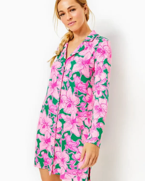 Pajamas^Lilly Pulitzer Chilton Pajama Nightshirt Kelly Green Hibis Kiss