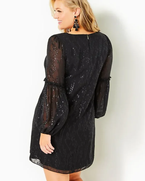Dresses^Lilly Pulitzer Cleme Silk Dress Onyx Fish Clip Chiffon