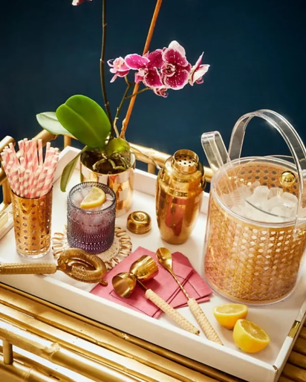 Tabletop^Lilly Pulitzer Cocktail Tool Set Gold Metallic Caning