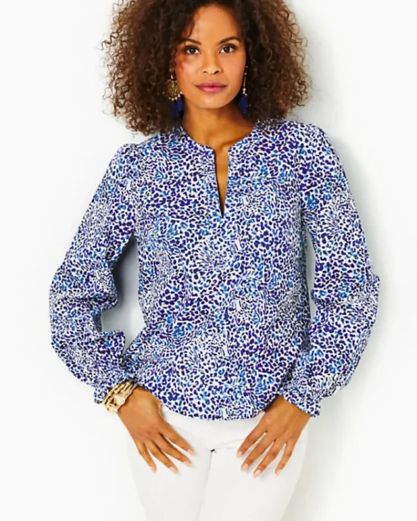Tops^Lilly Pulitzer Coulter Long Sleeve Cotton Top Resort White Twisted Up