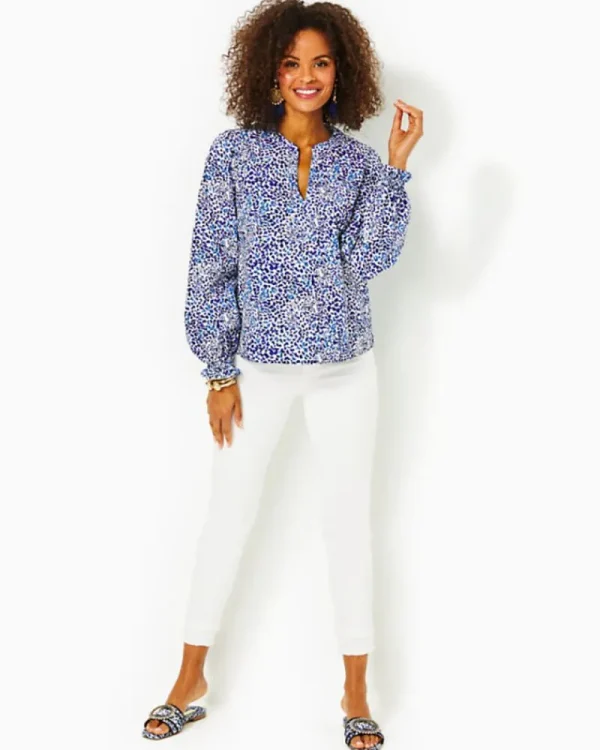 Tops^Lilly Pulitzer Coulter Long Sleeve Cotton Top Resort White Twisted Up