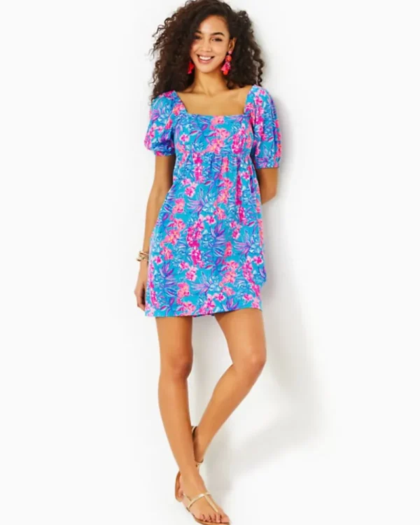 Dresses^Lilly Pulitzer Delaney Short Sleeve Dress Cumulus Blue Orchid Oasis