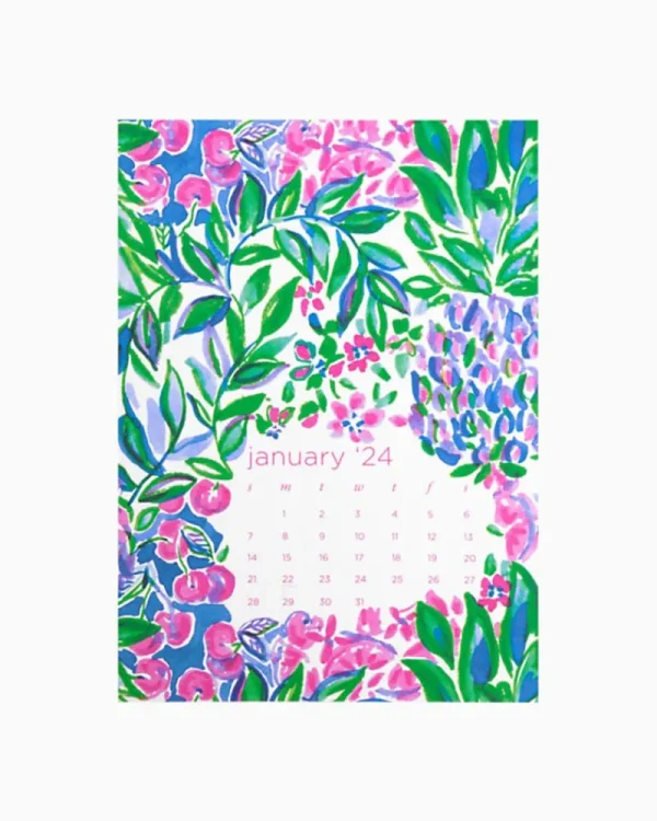 Office Supplies & Stationery^Lilly Pulitzer 2024 Desk Calendar - 12 Month Resort White Twisted Up