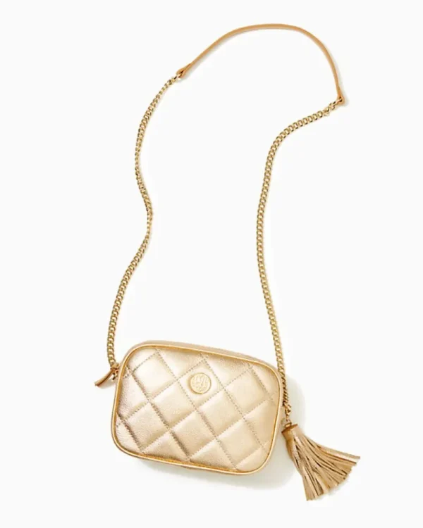 Bags^Lilly Pulitzer Dessa Leather Crossbody Bag Gold Metallic