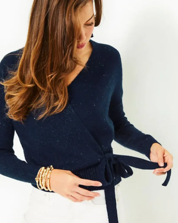 Sweaters & Cardigans^Lilly Pulitzer Dixie Wrap Sweater Aegean Navy Metallic