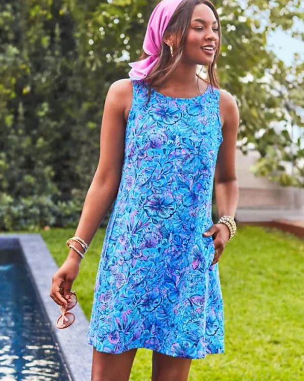 Dresses^Lilly Pulitzer Edelyn Linen Swing Shift Dress Breakwater Blue Shells N Bells