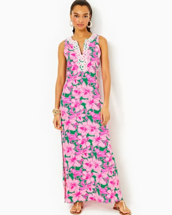 Dresses^Lilly Pulitzer Elliotta Maxi Shift Dress Kelly Green Hibis Kiss