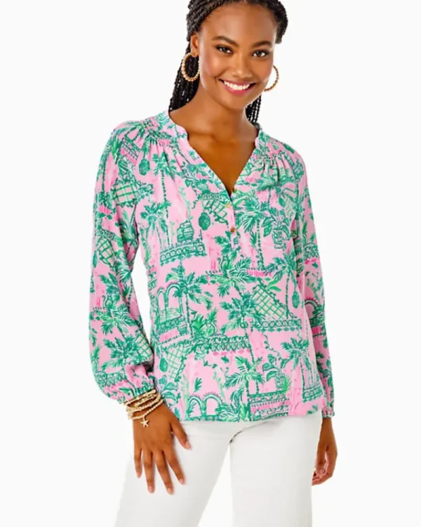 Tops^Lilly Pulitzer Elsa Silk Top Mandevilla Baby Always Worth It