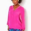 Tops^Lilly Pulitzer Elsa Silk Top Pink Palms