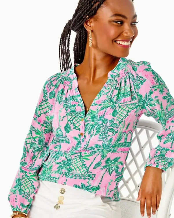 Tops^Lilly Pulitzer Elsa Silk Top Mandevilla Baby Always Worth It