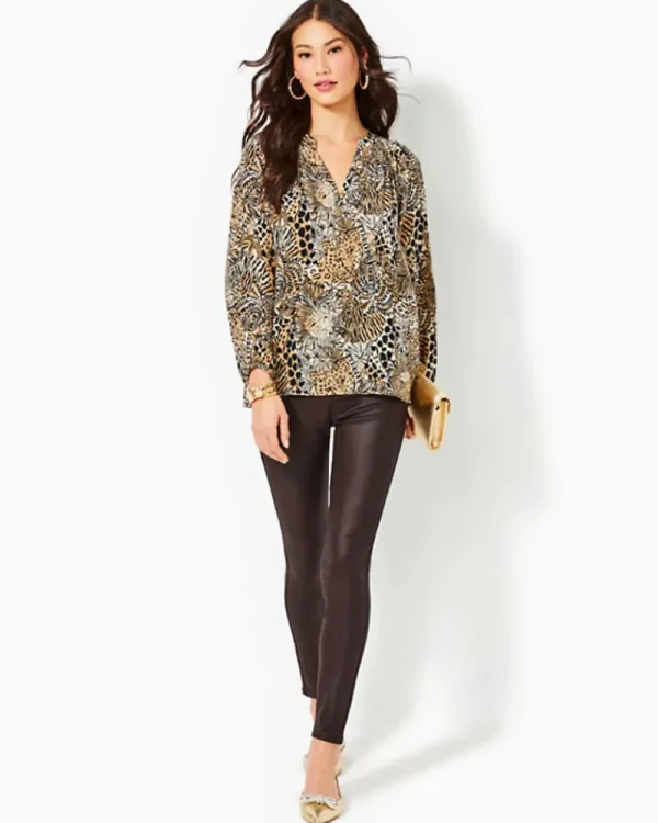 Tops^Lilly Pulitzer Elsa Silk Top Rattan Walk On The Wild Side