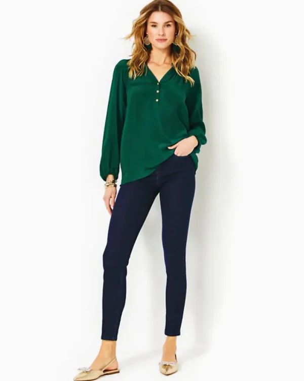 Tops^Lilly Pulitzer Elsa Silk Top Evergreen