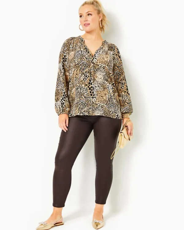 Tops^Lilly Pulitzer Elsa Silk Top Rattan Walk On The Wild Side