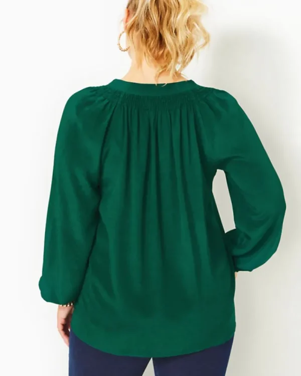 Tops^Lilly Pulitzer Elsa Silk Top Evergreen