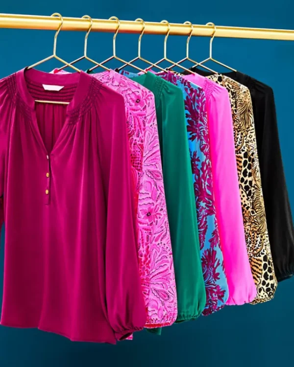 Tops^Lilly Pulitzer Elsa Silk Top Rattan Walk On The Wild Side