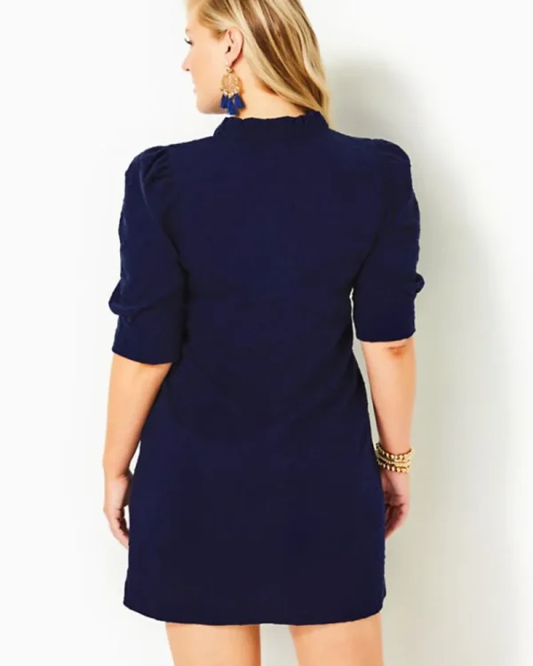 Dresses^Lilly Pulitzer Elsey Popover Dress True Navy Knit Pucker Jacquard