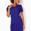 Dresses^Lilly Pulitzer Emilie Short Sleeve Shift Dress Alba Blue Knit Pucker Jacquard
