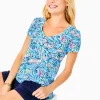 Loungewear^Lilly Pulitzer Etta V-Neck Top Bali Blue Lilly Loves Cape Cod