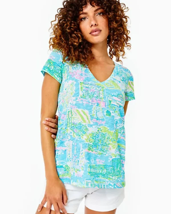 Loungewear^Lilly Pulitzer Etta V-Neck Top Multi Lilly Loves Philly