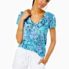 Loungewear^Lilly Pulitzer Etta V-Neck Top Blue Peri Lilly Loves North Carolina