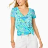 Loungewear^Lilly Pulitzer Etta V-Neck Top Bayside Blue Lilly Loves Texas