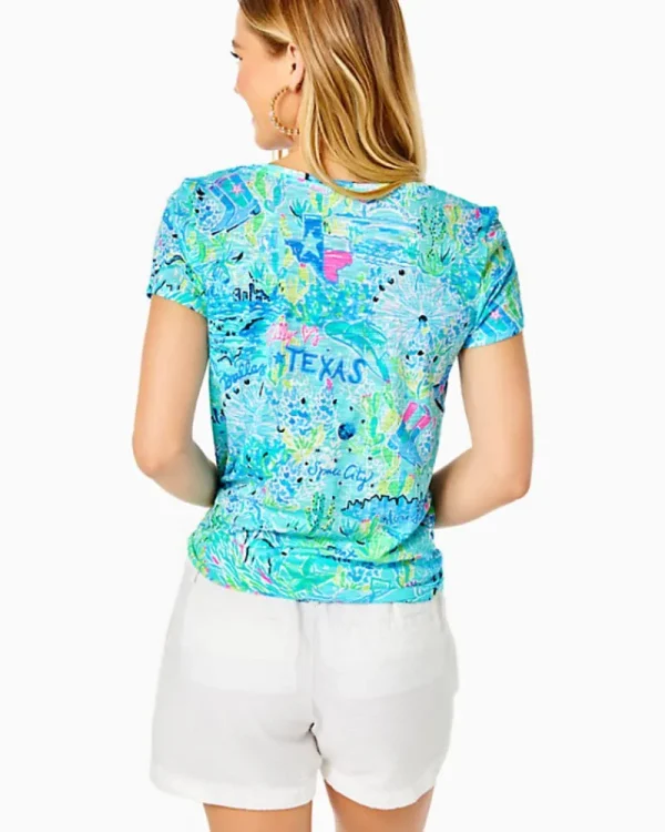 Loungewear^Lilly Pulitzer Etta V-Neck Top Bayside Blue Lilly Loves Texas